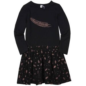 3 POMMES Girl's Dress with Glittery Feather Print, Sizes 7/8 128 cm